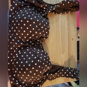 New womens brown polka dot 3x (24/26) bikini top